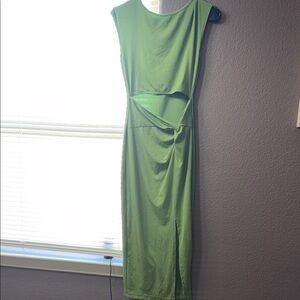 Green Sleeveless Cutout Midi Dress